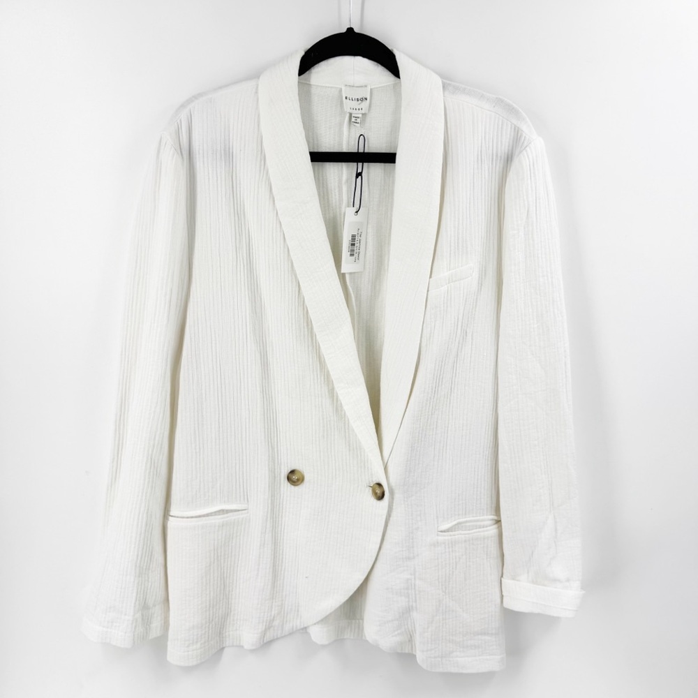 ✅ NWT ELLISON THE JASMINE BLAZER Textured Blazer IN CREAM SIZE LARGE